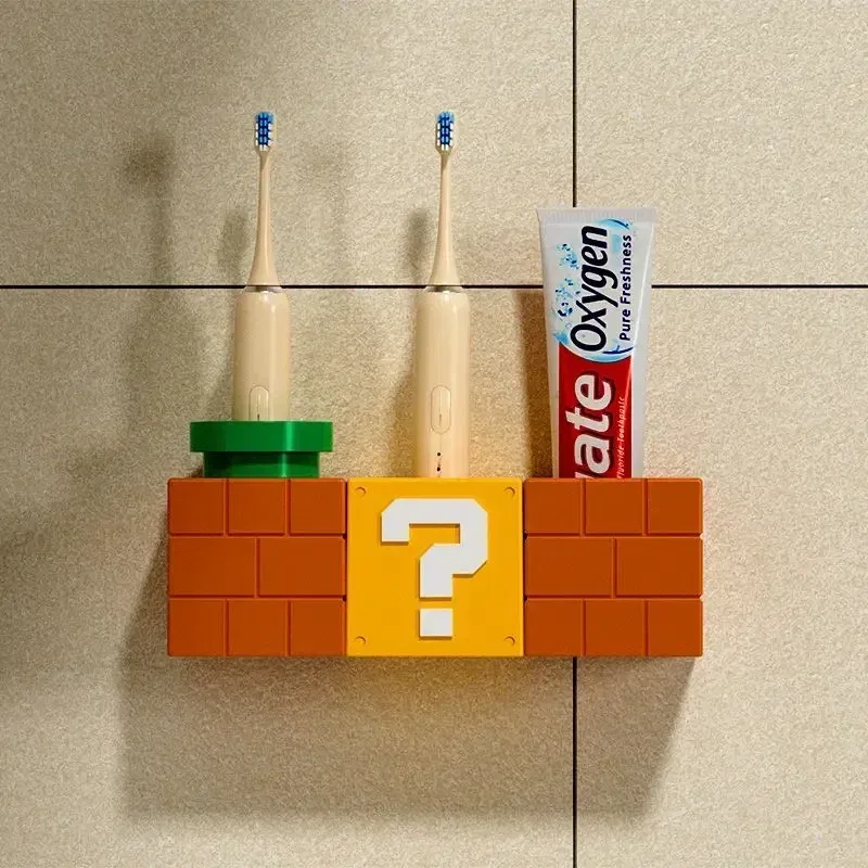 Super Marios Bros Toothbrush Holder Anime Bathroom Self-adhesive Stand Rack Toothpaste Dental Racks Home Decor Accessories Gifts