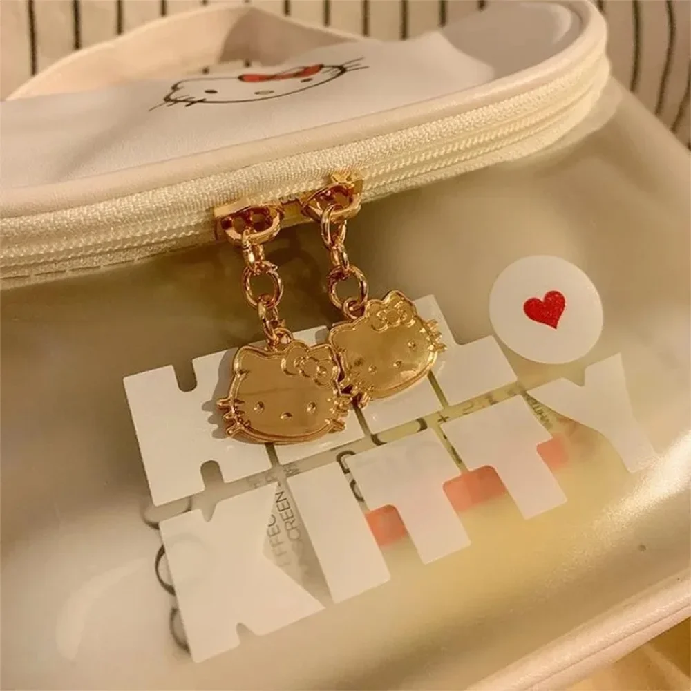 Color: black - Sanrio Kawaii Hello Kitty Zipper Makeup Bag Black Beauty Cinnamon Roll Large Capacity Waterproof portable Millennium Girls Wash