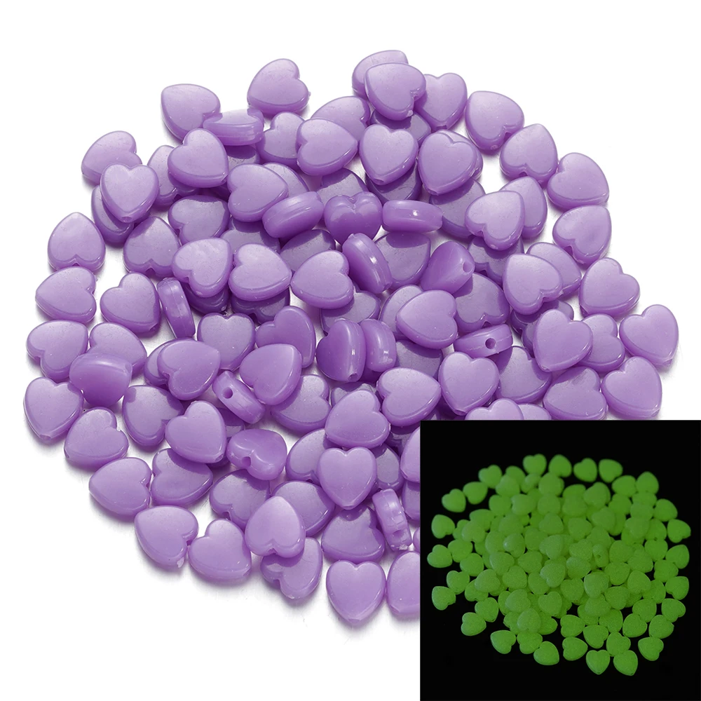 Color: SKY BLUE, Item Diameter: 2mm - 50Pcs Luminous Star Beads Heart Shape Acrylic Beads Loose Spacer Beads for Jewelry Making DIY Bracelet Necklace Accessories