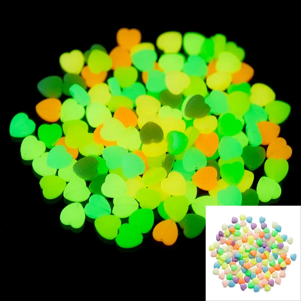 Color: SKY BLUE, Item Diameter: 2mm - 50Pcs Luminous Star Beads Heart Shape Acrylic Beads Loose Spacer Beads for Jewelry Making DIY Bracelet Necklace Accessories
