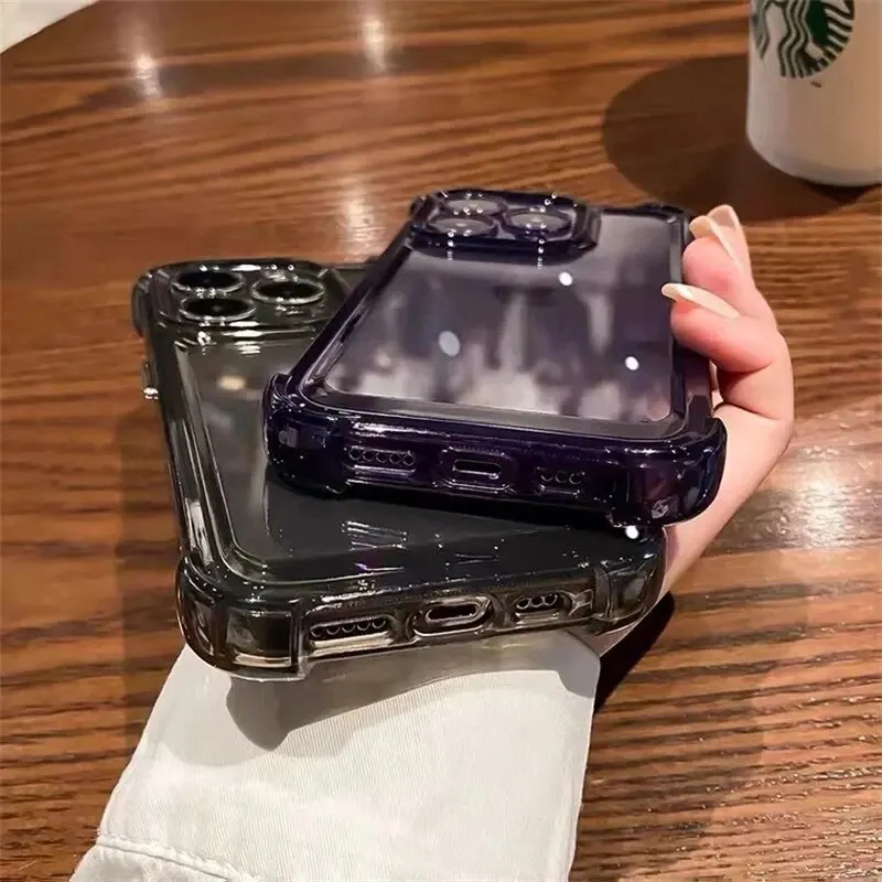 Material: EVA, Color: black - Vanuoxin Luxury Shockproof Case for iPhone 15 14 13 12 11 Pro Max with Electroplat Button Bumper Phone Back Cover Clear & Black