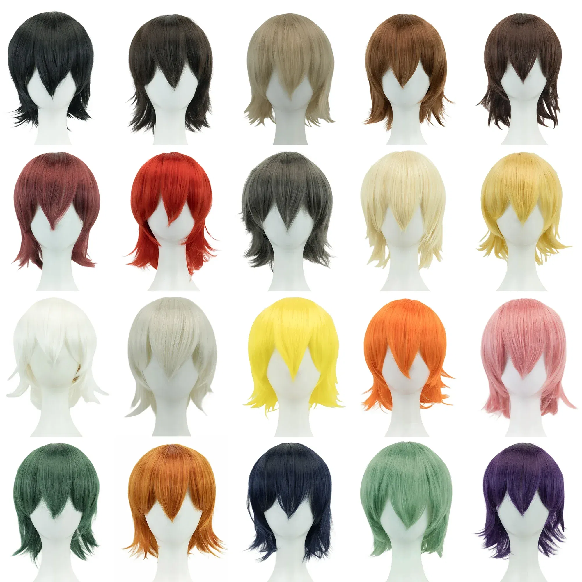 Color: Natural Black, Stretched Length: 12INCHES - Synthetic Unisex 12 Inches Short Cosplay Hair Party BOB Wigs with Bangs Pink Blonde Orange Halloween Costume Lolita Wig