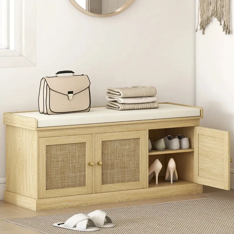 Shoe Cabinet Bench with Doors