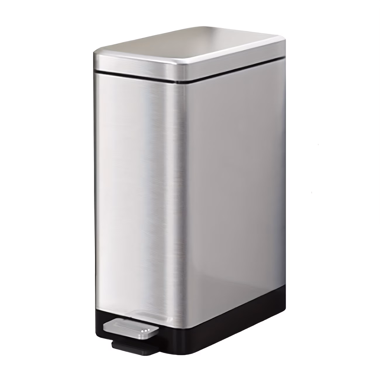 1pc Slim Kitchen Trash Can with Soft-Close Lid – Stainless Steel Coating, Space-Saving Design, Removable Inner Bucket, Hands-Free Pedal for Easy Disposal