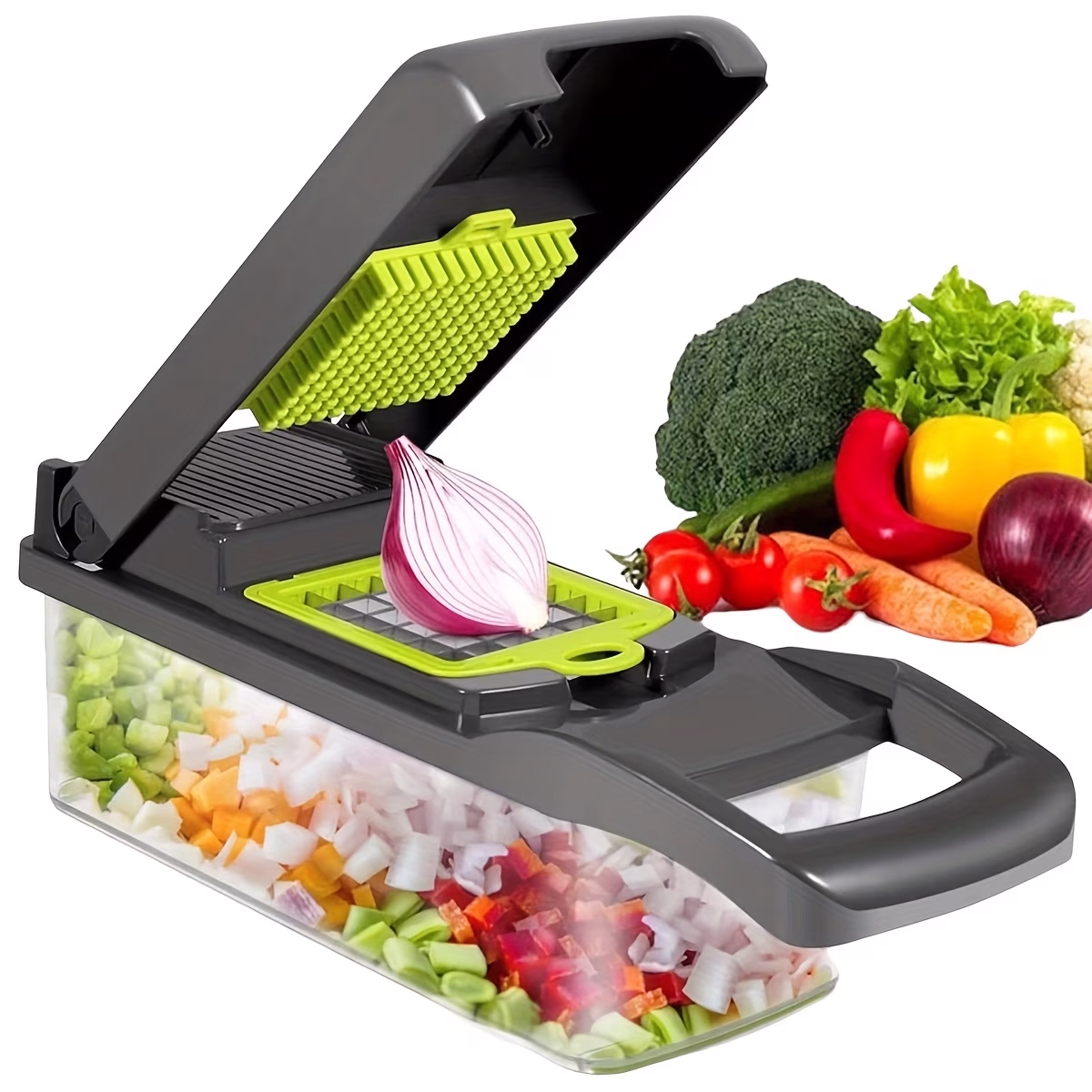 14-In-1 Versatile Vegetable Cutter and Slicer – Multi-Function Kitchen Tool for Slicing, Dicing, and Shredding Vegetables