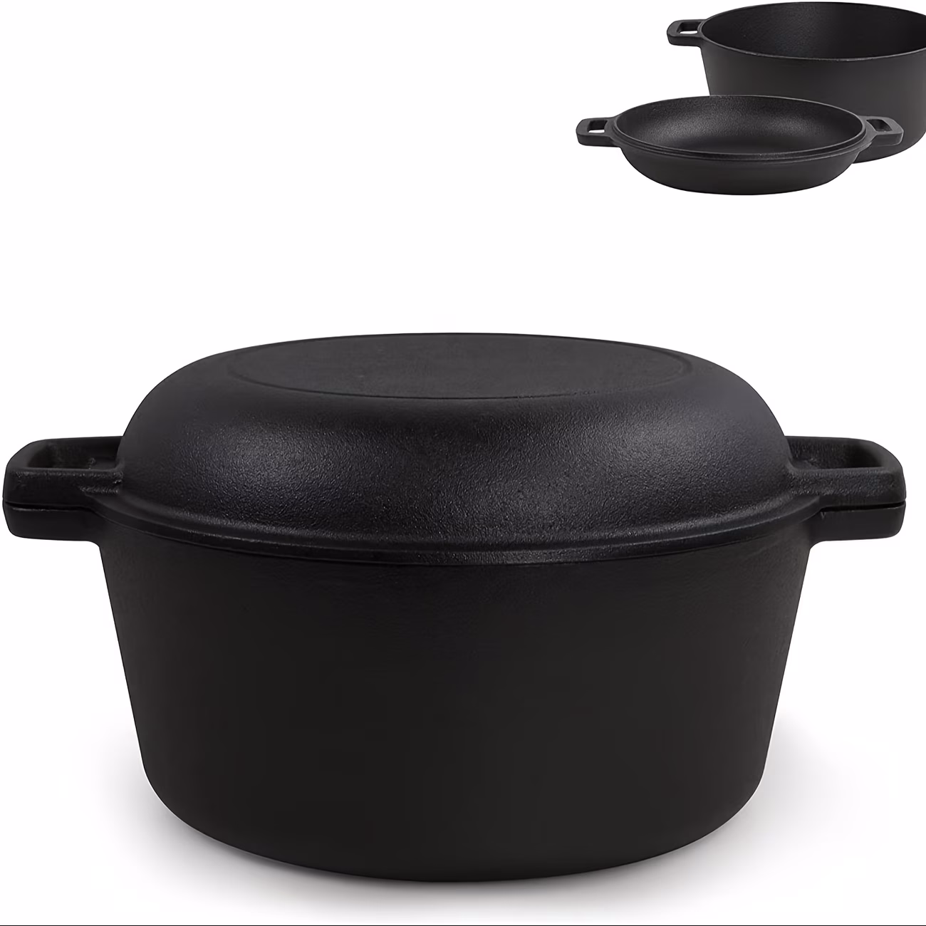 1pc Cast Iron Pot – Uncoated, High-Sided Stew Pan for Outdoor BBQ & Kitchen Use, Round Brushed Finish, Perfect for Frying, Stewing, and Serving Pasta, Vegetables, and More, Cooking Essentials