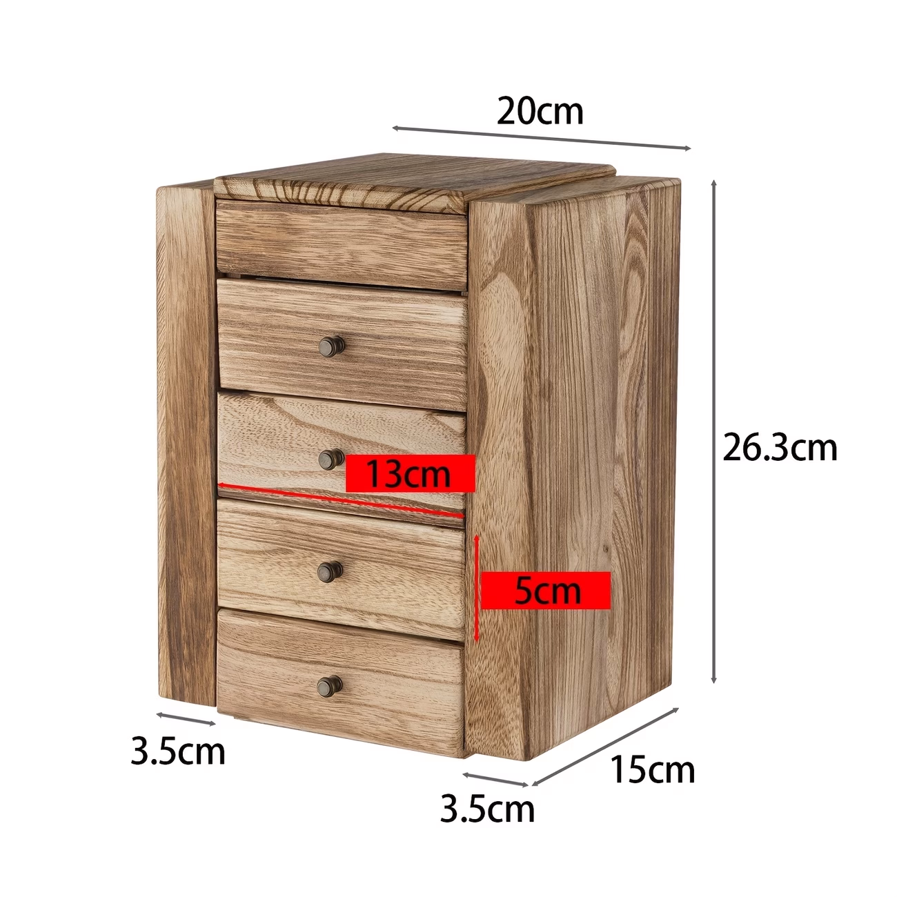 5-Layer Wood Jewelry Box with Mirror and Drawers for Women – Organize and Store Necklaces, Earrings, Rings, and Bracelets with Ease