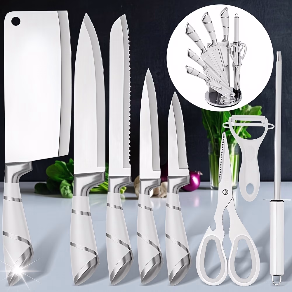 Knife Sets for Kitchen – Professional Chef Knife Set, Meat Knife, Cleaver, Bone Cutting Knife, Butcher Knife, Men's Knife, Sharp and Anti-Corrosion Forged Kitchen Knife Set with Stick and Rolling Tape
