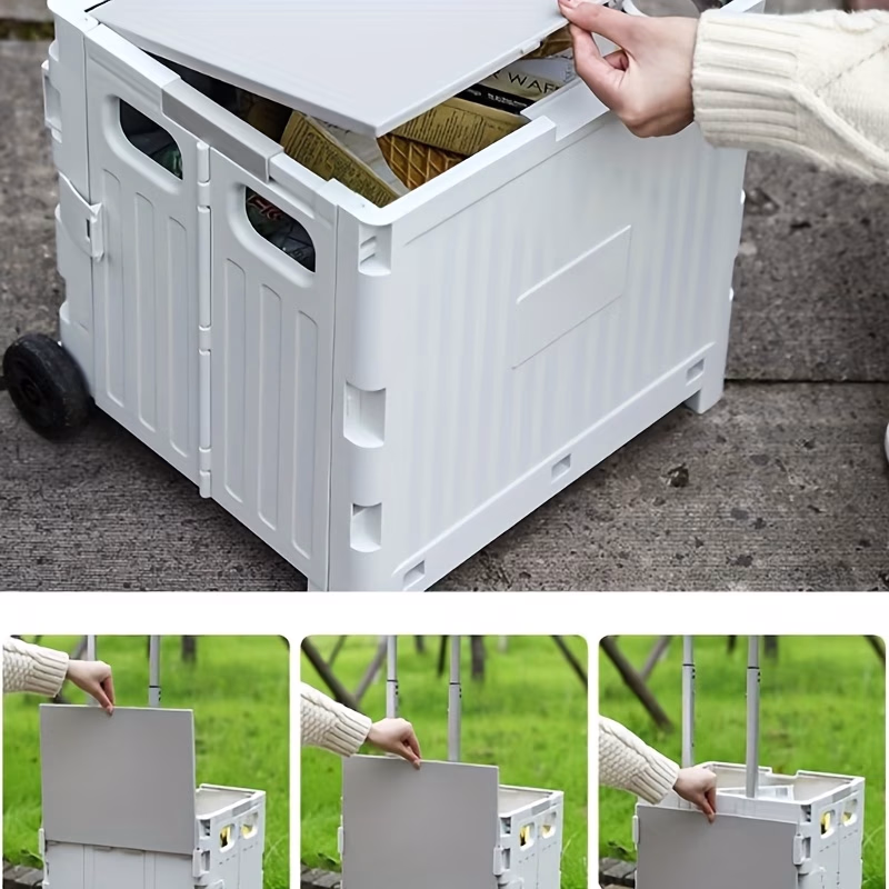 Folding Utility Cart – Portable Rolling Crate Handcart Shopping Trolley