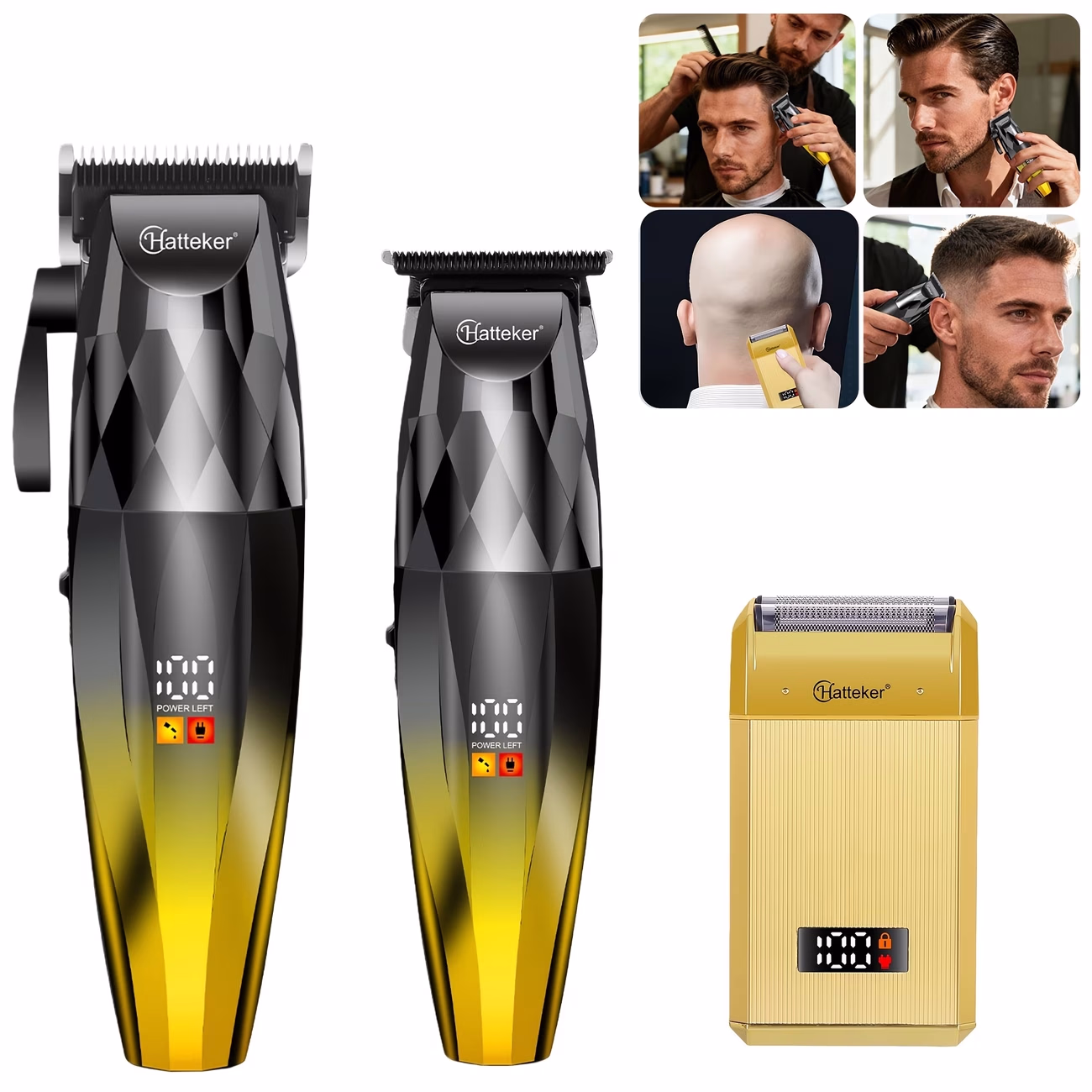 HATTEKER New Electric Shaver Set – Hair Clipper, T-Blade Trimmer, and Electric Shaver Cordless Beard Hair Cutting Kit with Multiple Length Combs for Face, Head, and Body Styling