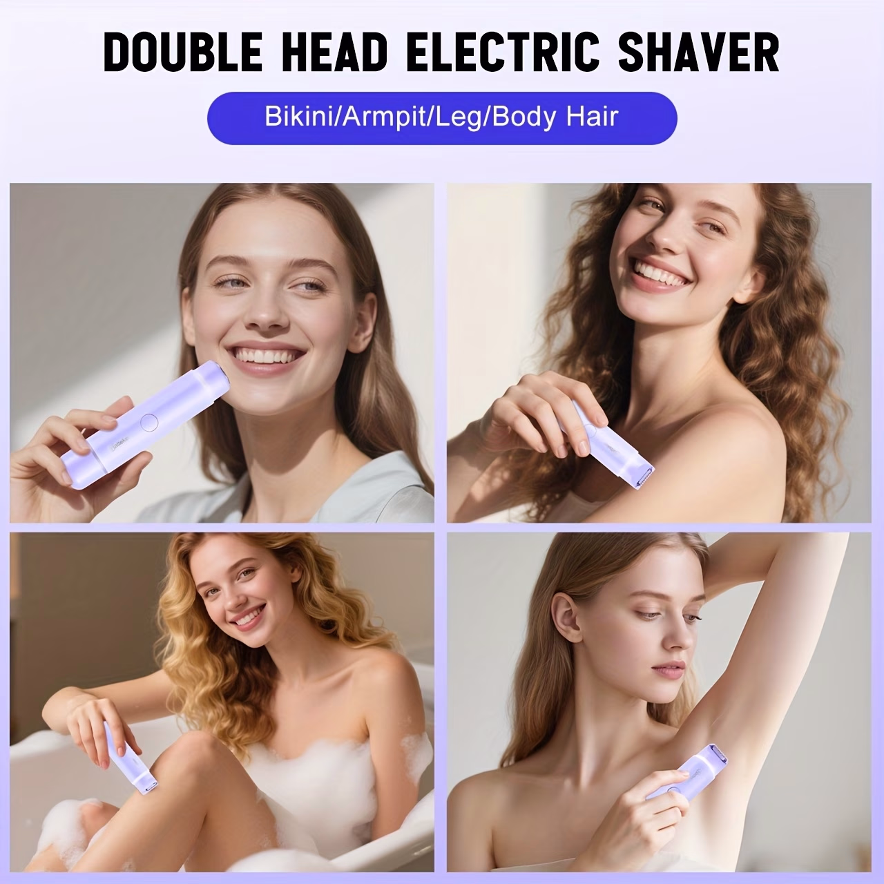 HATTEKER New Dual-Head Hair Trimmer – Versatile Body Hair Grooming Tool for Face, Underarms, Legs, and Bikini Area, USB Rechargeable and Portable, Ideal Gift for Women