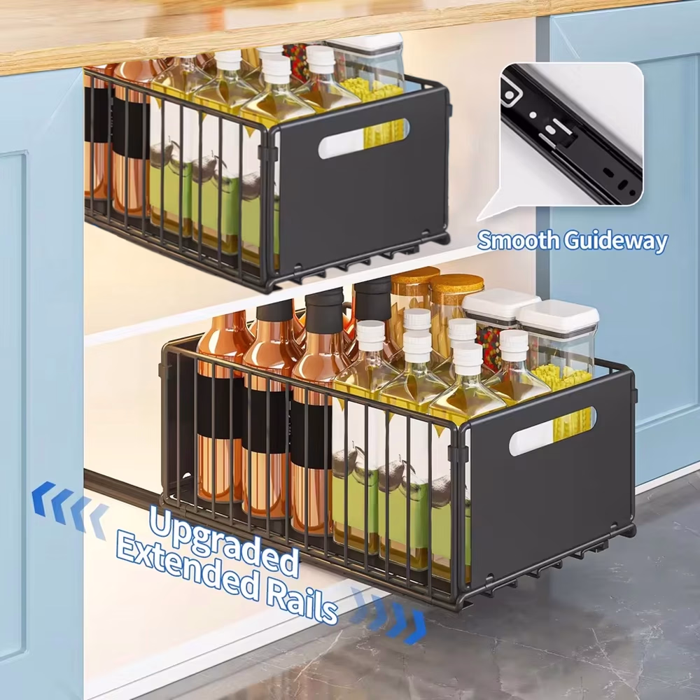 Two Sets of High Single-Layer Black Bottle and Storage Racks – Sturdy and Efficient Storage Solution for Bottles, Jars, and Kitchen Essentials