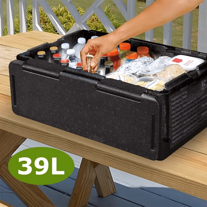 39L Collapsible Chilly Bin – Portable Insulated Cooler Box for Beach, Camping, BBQ, Fishing, Picnics | PP Foam Food Cooler Keeps 60 Cans Cold for 10+ Hours | Lightweight, Portable Cooler Box for Outdoor Parties & Food Delivery
