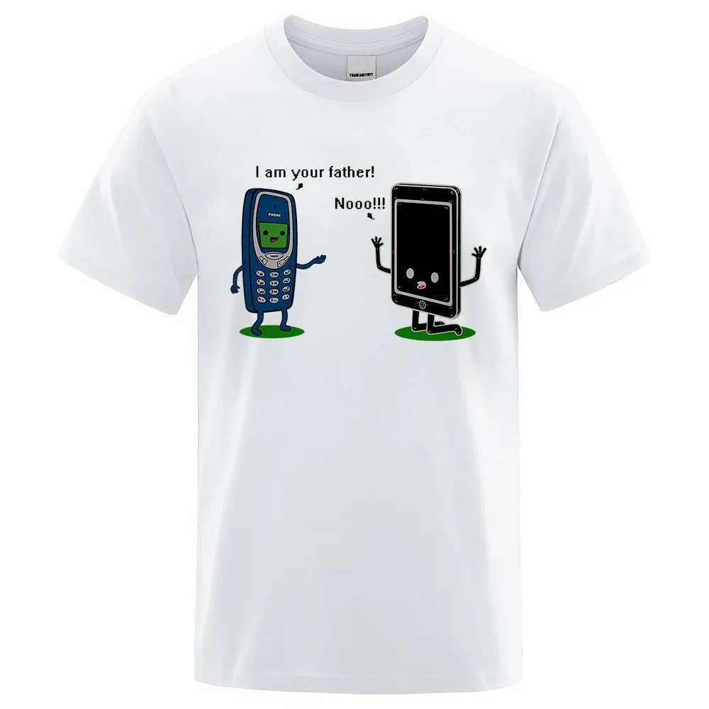 Color: Gold, Size: XXXL - I'm your father Funny phone T-Shirts Men Women Casual Short Sleeve Crewneck Breathable Tops Cotton Summer Hip Hop Tee Clothing