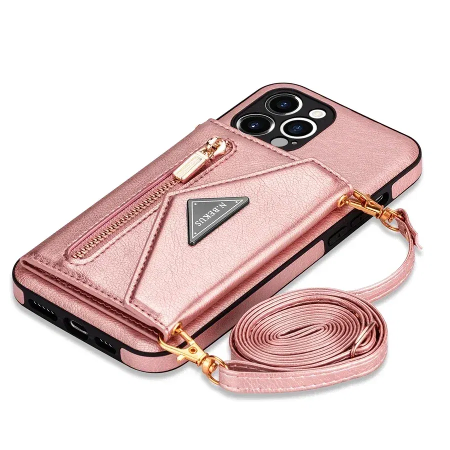 Color: Blue, Material: PVC - Wallet Side Card Zipper Flip Crossbody Leather Case For iPhone 15 14 Pro Max 13 Mini 12 11 SE 2022 2020 X XS XR 8 7 6 6s Plus
