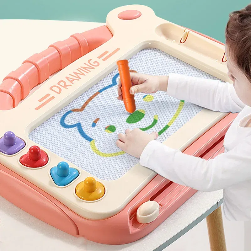 Color: WHITE - Children Cartoon Drawing Board Baby Puzzle Magnetic Writing Board Toy Graffiti Magnetic Drawing Board Montessori Toy for Kids