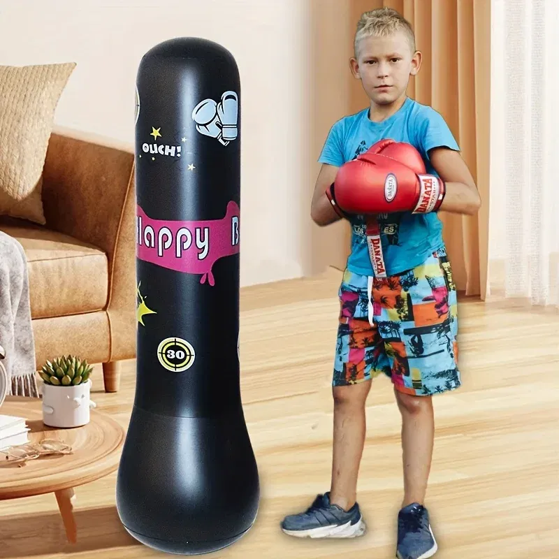 Color: PURPLE - Inflatable Bopper Kids Punching Bag with Bounce-Back Action Inflatable Punching Bag for Kids Presents Inflatable Toys for Kids