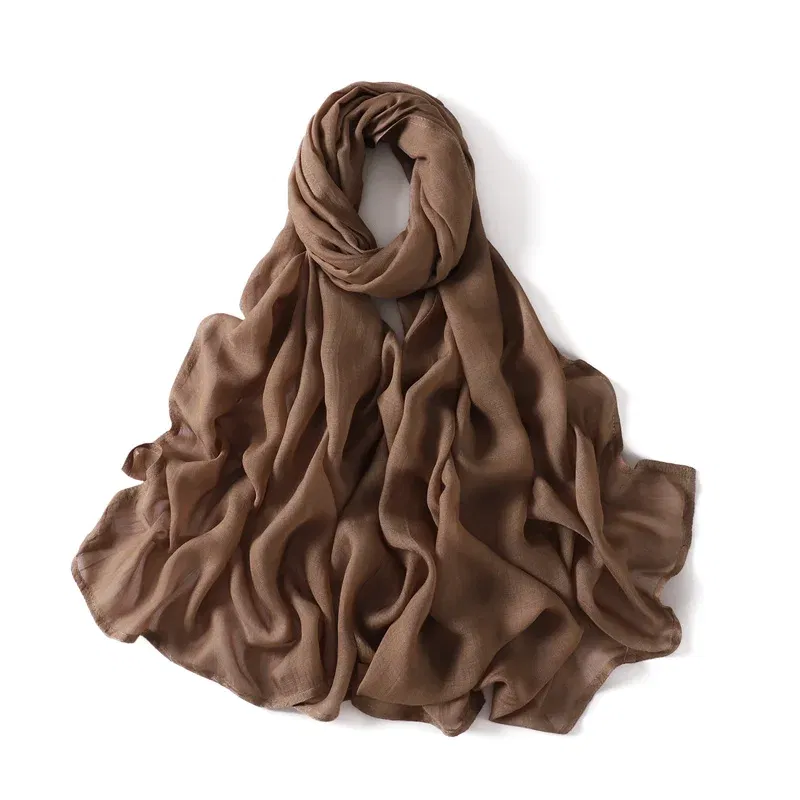 Color: Ginger - Ramadan Solid Color Big Size Cotton Rayon Hijab Scarf Women Muslim Headscarf Wraps Shawls Femme Musulman Headband Islamic Turban