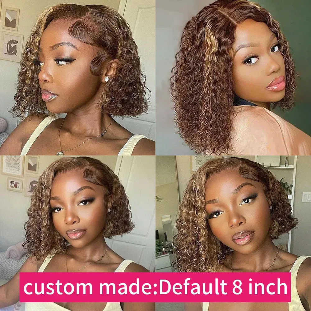 Highlight colored 13x6 hd lace frontal human hair deep wave wig for women brazilian glueless curly cheap wigs on sale clearance