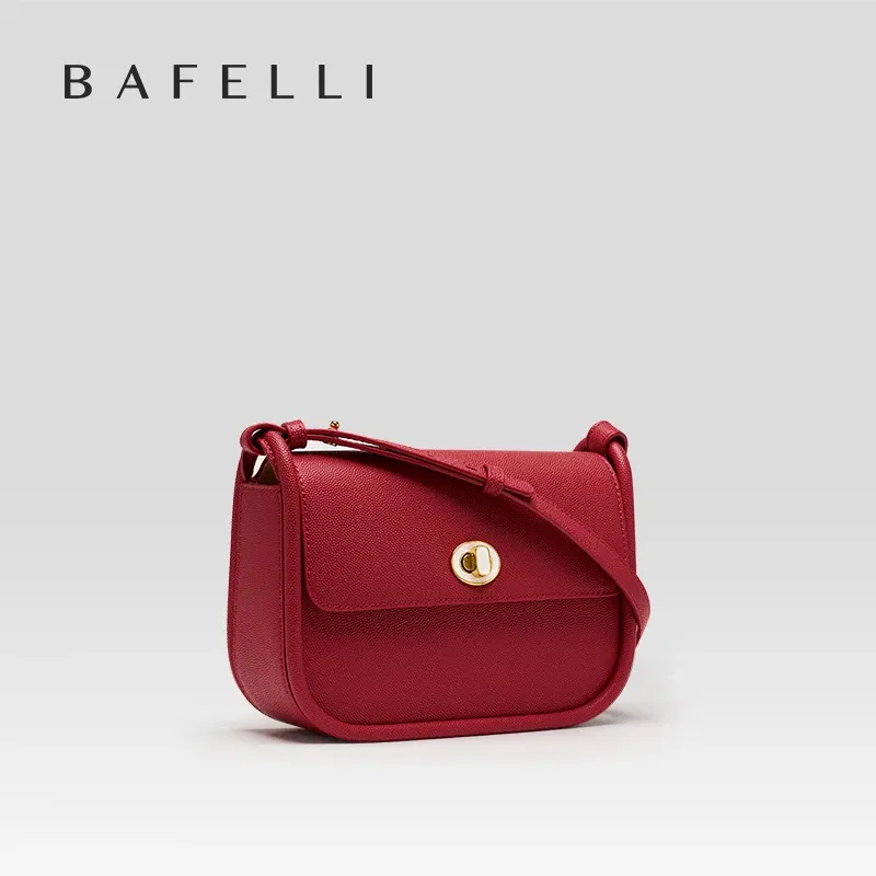Color: PURPLE - BAFELLI 2024 WOMEN'S NEW TREND LEATHER SADDLE BAGS FASHION STYLE ORIGINAL DESIGNER LUXURY BRAND CASUAL CROSSBODAY PURSE SHOULDER