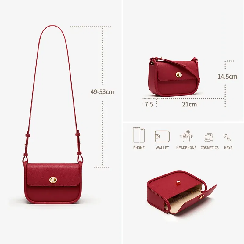 Color: PURPLE - BAFELLI 2024 WOMEN'S NEW TREND LEATHER SADDLE BAGS FASHION STYLE ORIGINAL DESIGNER LUXURY BRAND CASUAL CROSSBODAY PURSE SHOULDER