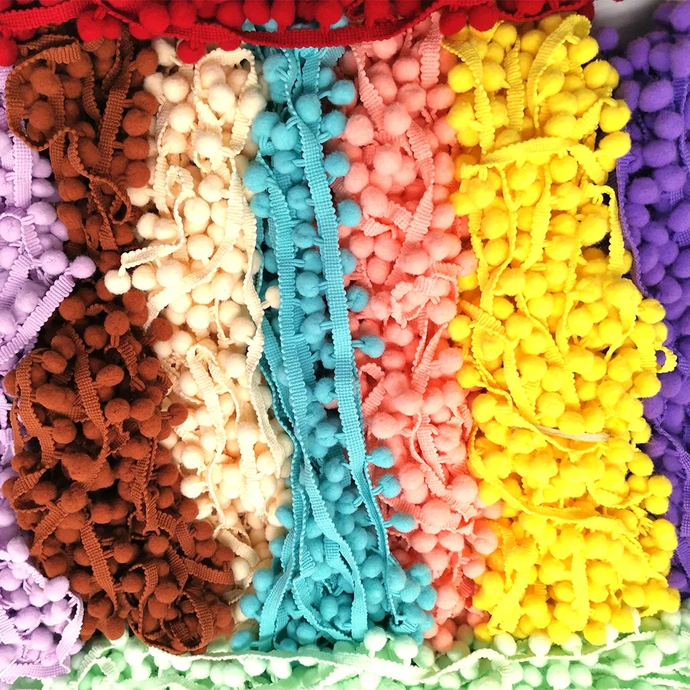 Color: Light Pink, Size: M - 1-5yard Pom pom Fringe Lace Ribbon Pompom Trim Ball Fabric DIY Sewing Tassel Lace Kintted Fabric Handmade DIY Craft Accessorie