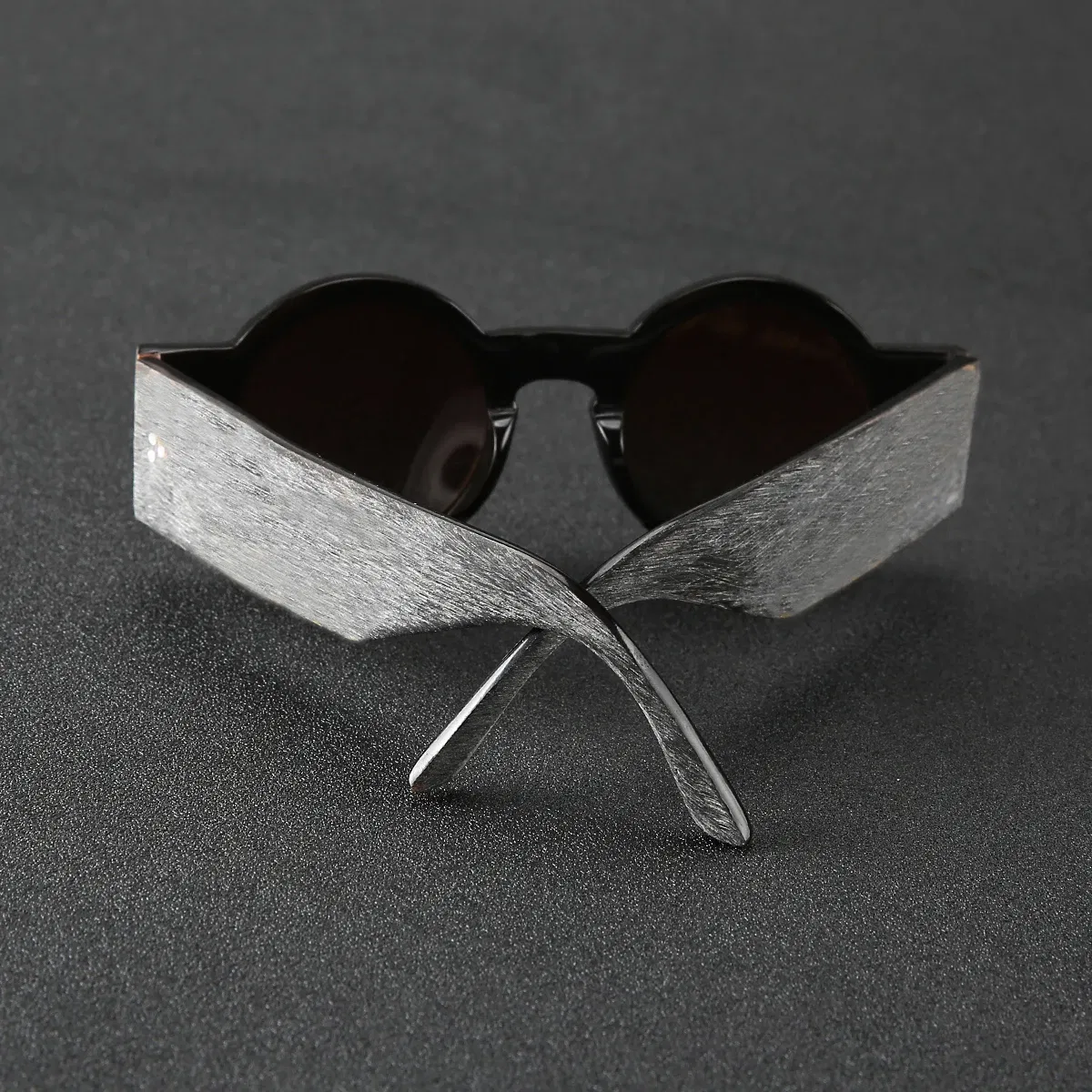 Frame Color: WHITE, Ships From: CHINA - Punk style retro personality round frame rough matte wide temple sunglasses frame buffalo horn material handmade custom