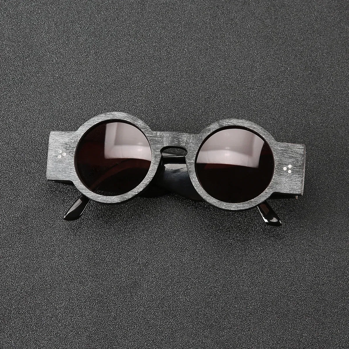 Frame Color: WHITE, Ships From: CHINA - Punk style retro personality round frame rough matte wide temple sunglasses frame buffalo horn material handmade custom