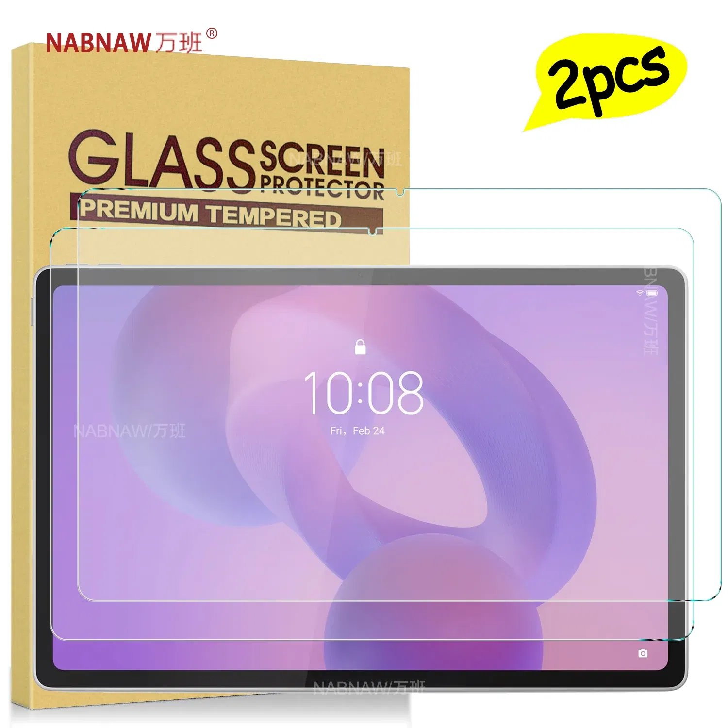 Color: black - For Lenovo Idea Tab Plus Full HD Tempered Glass Film Screen Protector On Lenovo Tab K12 12.1 Tablet Scratch Proof Cover 2-Pack
