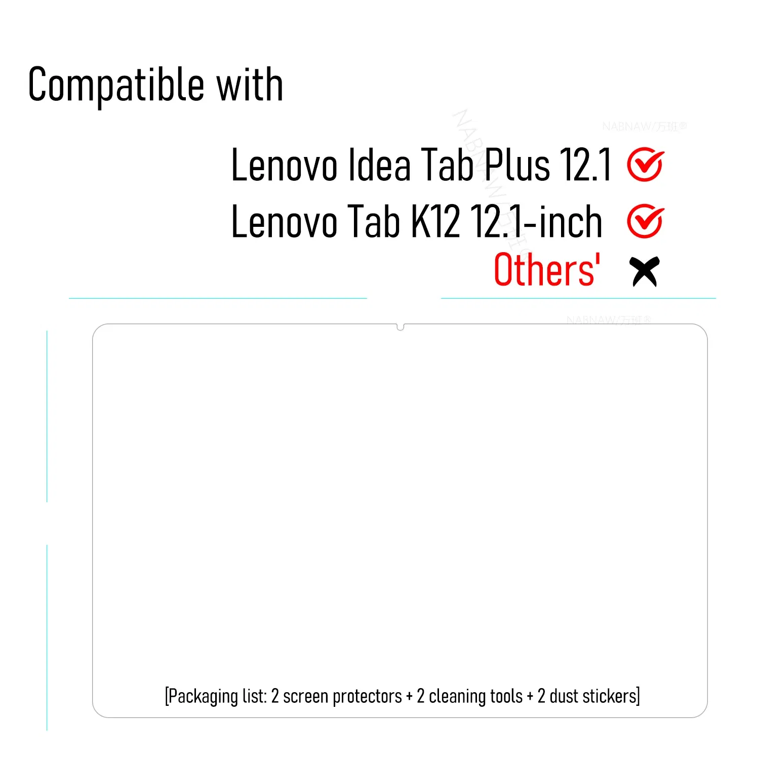 Color: black - For Lenovo Idea Tab Plus Full HD Tempered Glass Film Screen Protector On Lenovo Tab K12 12.1 Tablet Scratch Proof Cover 2-Pack
