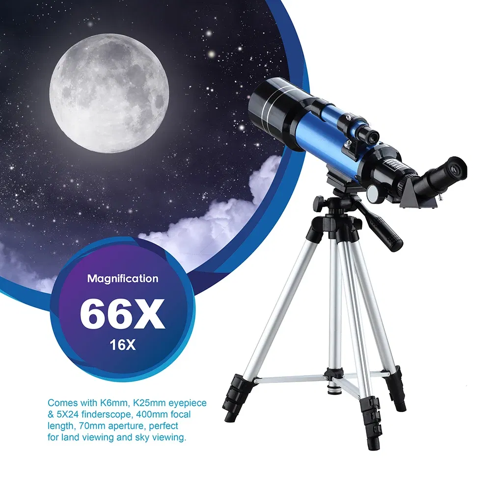 Color: Blue, Ships From: Australia - 70400 Telescope With Adjustable Tripod Phone Adapter Erect-Image Moon Watching Terrestrial Space Monocular For Beginner Kids