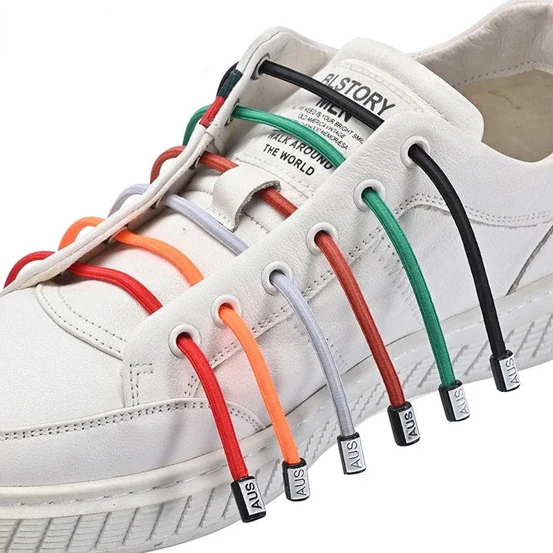 Color: Blue, Length: 100cm - Thickened No Tie Shoelaces Elastic Laces Sneakers Round Shoe Laces Without Ties Kids Adult Quick Shoelace One Size Fits All Shoe