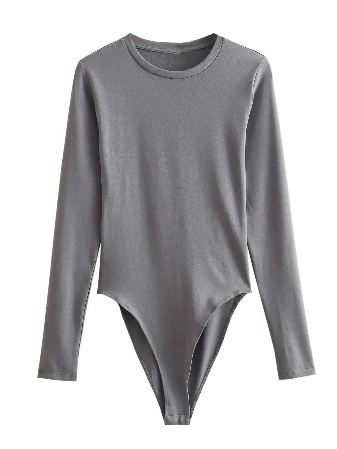 Color: Dark Grey, Size: M - XNWMNZ Women's Fashion 2023 Long sleeved Modal Bodysuit Women High Street Versatile Round Neck Slim Female Chic Bodysuit