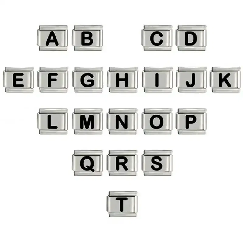 Metal Color: Rust Red, Main Stone Color: WHITE - New DIY Italian Charm 9mm Module Bracelet 26 English letter Stainless Steel Elastic Bracelets for Men and Women Gift