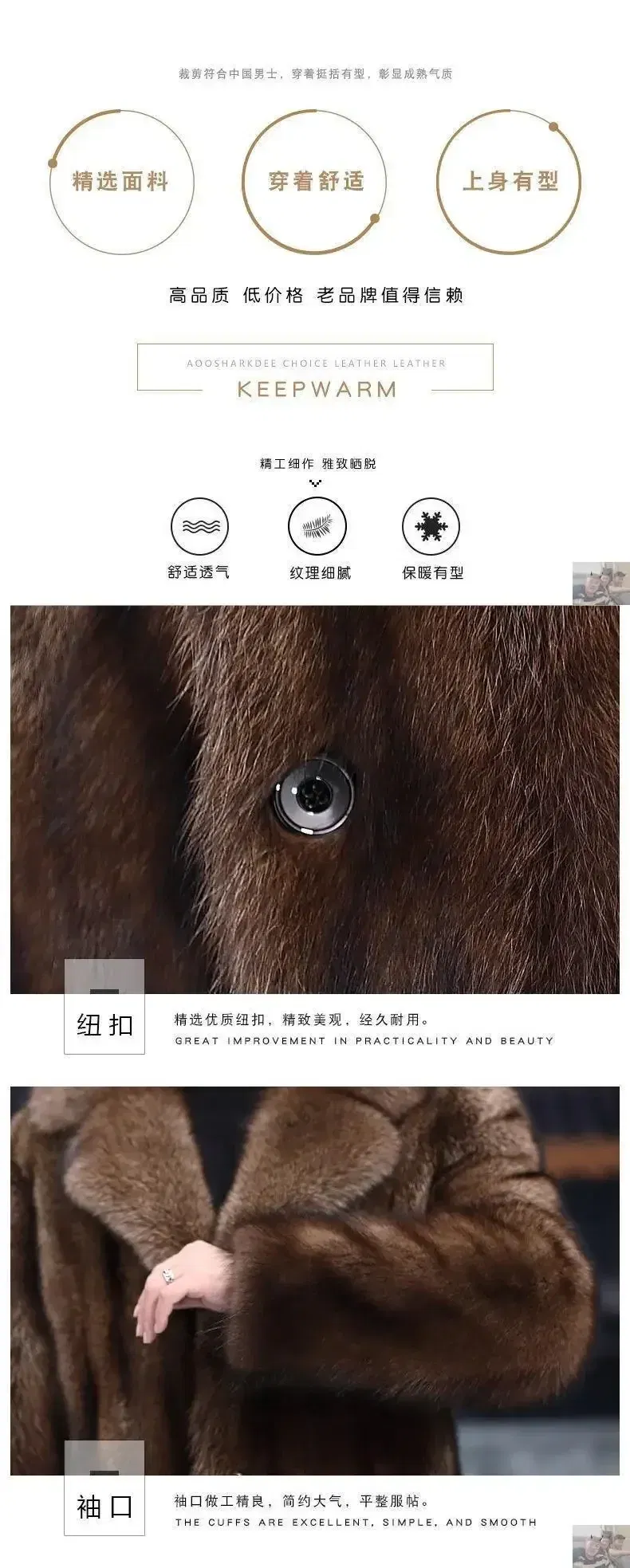 Color: black, Size: XL - Parker Men's Imitation Fur Liner Winter Warm New Fur One-piece Coat Imitation Mink Fleece Mid-length Fur Coat