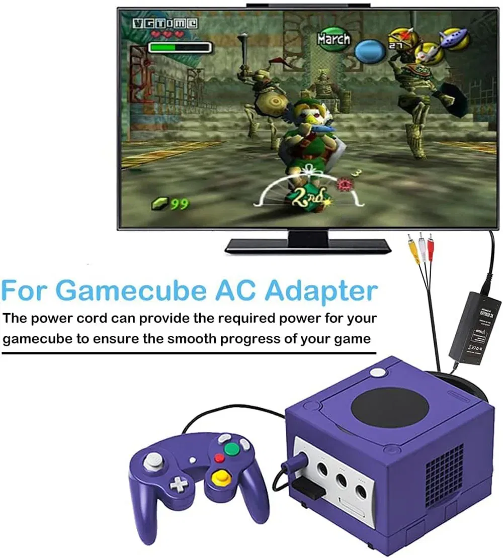 Bundle: Bundle 3 - AC Power Supply for Gamecube, AV Composite Cable Cord Compatible with Gamecube NGC Console