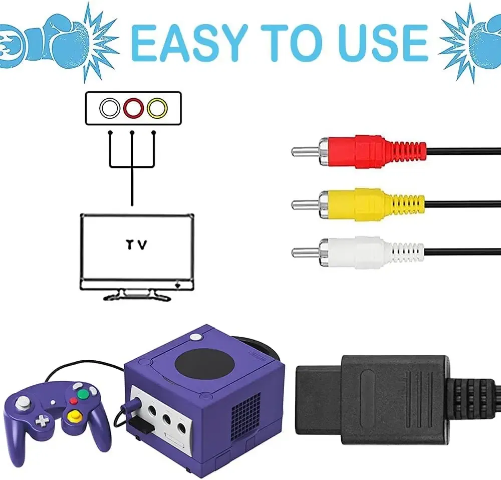 Bundle: Bundle 3 - AC Power Supply for Gamecube, AV Composite Cable Cord Compatible with Gamecube NGC Console