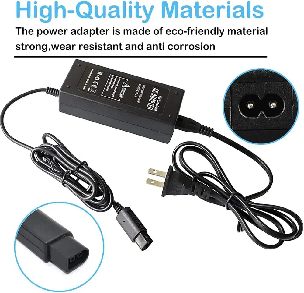 Bundle: Bundle 3 - AC Power Supply for Gamecube, AV Composite Cable Cord Compatible with Gamecube NGC Console