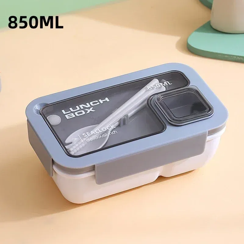 Color: WHITE - Portable Lunch Box Lunch Bags for Children School Office Bento Box with Tableware Thermal Bag Complete Kit Microwavable Heating