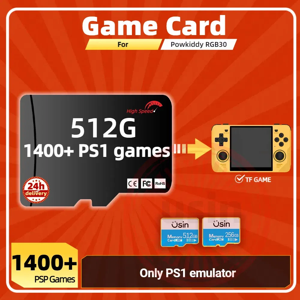 Color: Red, Ships From: CHINA - Game Card For Powkiddy RGB30 Memory TF Plug&Play Pre-install Retro Games PSP PS1 SD portable Handheld High Speed Card 1Tb 512G