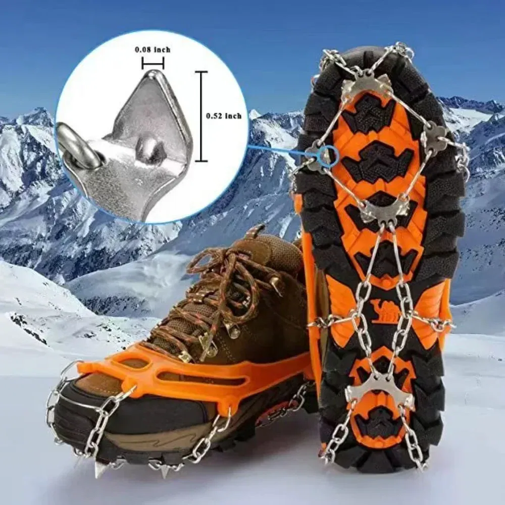 Shoe Size: 12.5, Ships From: CHINA - Winter Outdoor Hiking Climbing Snow Spikes Crampons Cleats Chain Claws Grips Boots Cover Ice Gripper Spike for Shoes Anti Slip