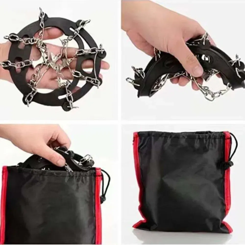 Shoe Size: 12.5, Ships From: CHINA - Winter Outdoor Hiking Climbing Snow Spikes Crampons Cleats Chain Claws Grips Boots Cover Ice Gripper Spike for Shoes Anti Slip