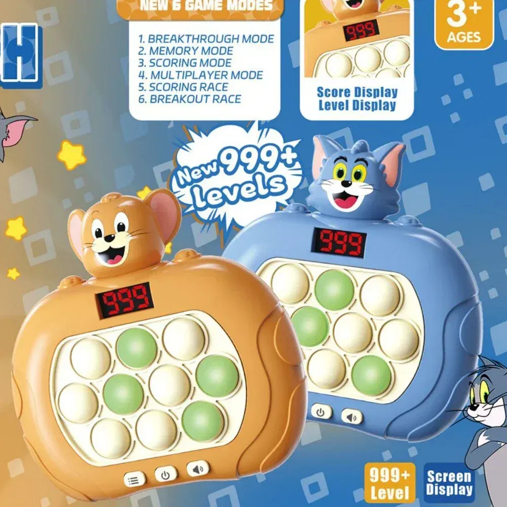 Color: Light Grey - 999 Level Electronic Pop Push Quick Push Game Console with LED Display Screen Suitable for Adult and Child Fidget Toy Christmas