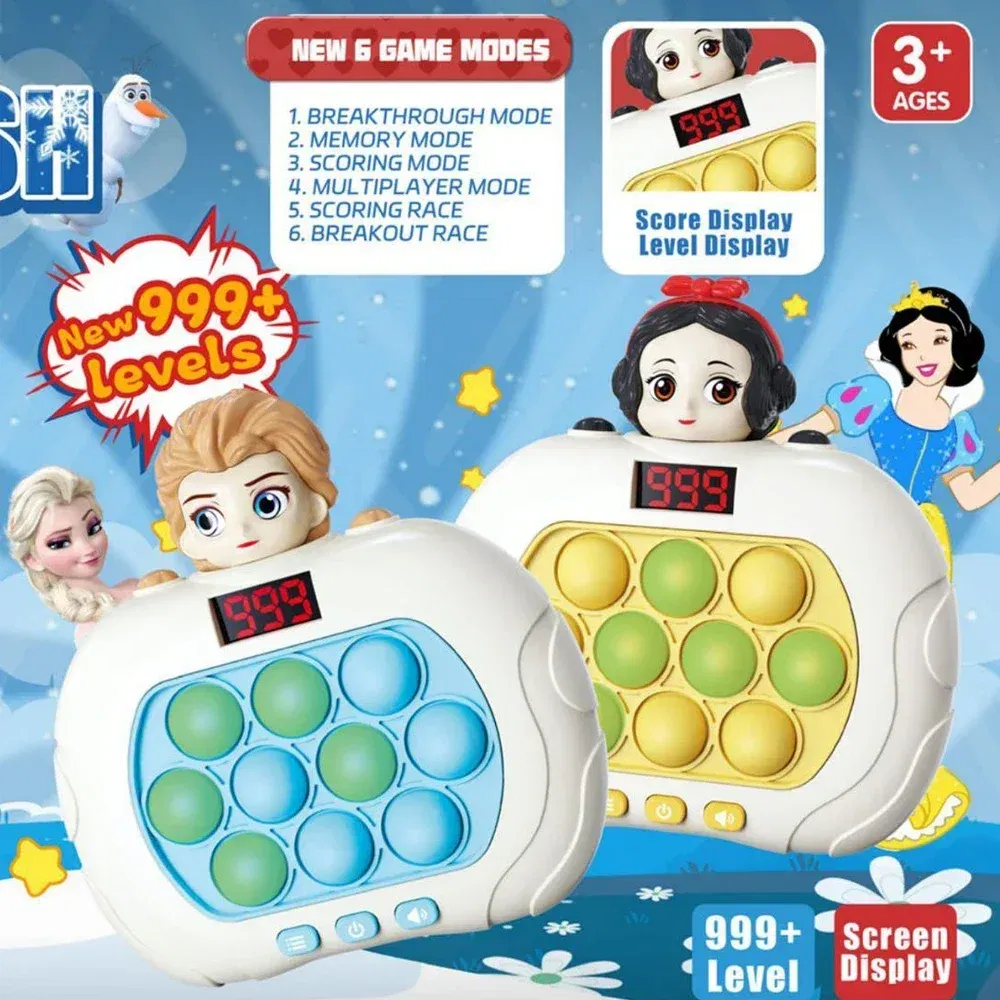 Color: Light Grey - 999 Level Electronic Pop Push Quick Push Game Console with LED Display Screen Suitable for Adult and Child Fidget Toy Christmas