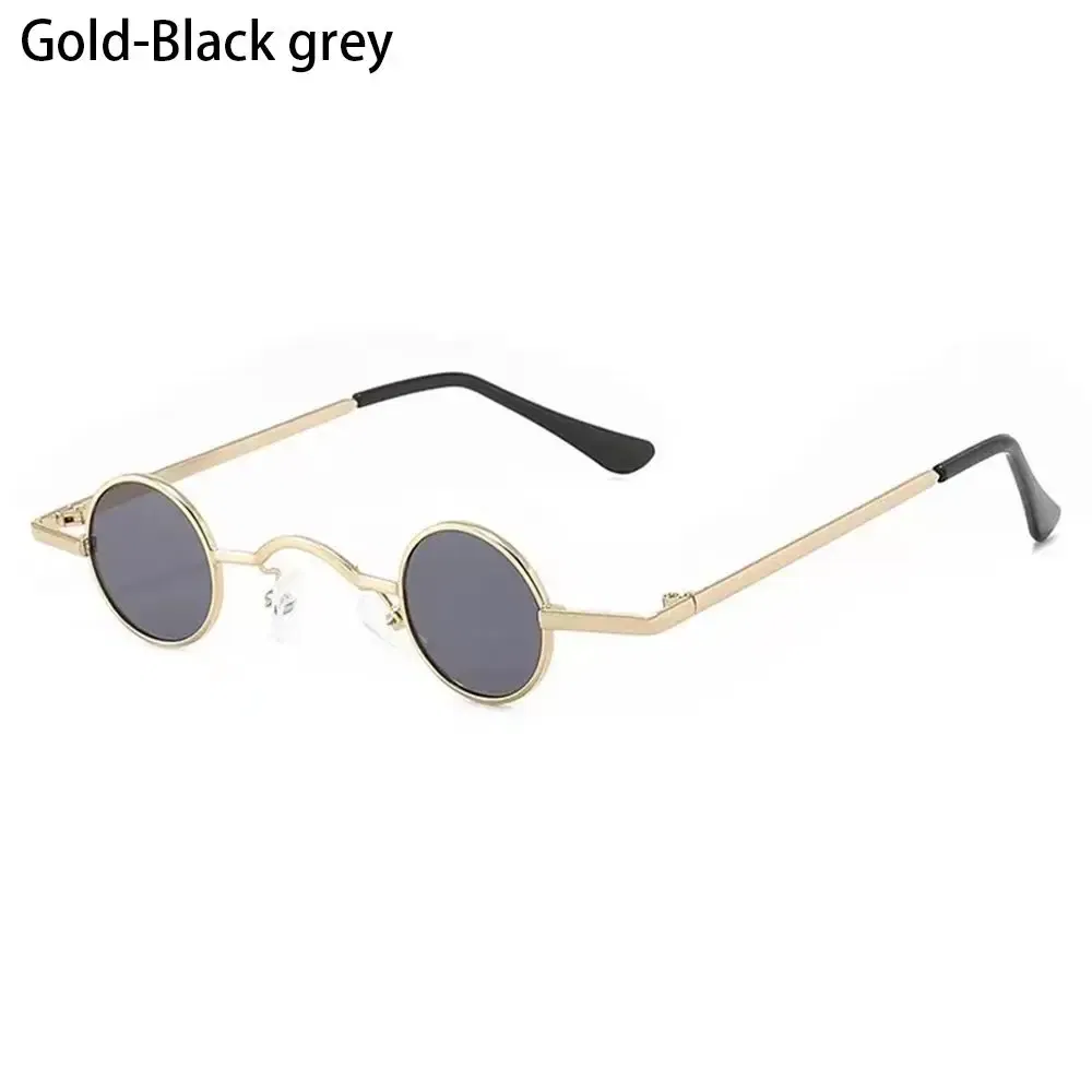 Lenses Color: Blue, Frame Color: WHITE - Small Round Rock Punk Sunglasses for Women Men Ultra Metal Frame Hip Hop Sun Glasses Candy Color Fashion Shades Driving Eyewear
