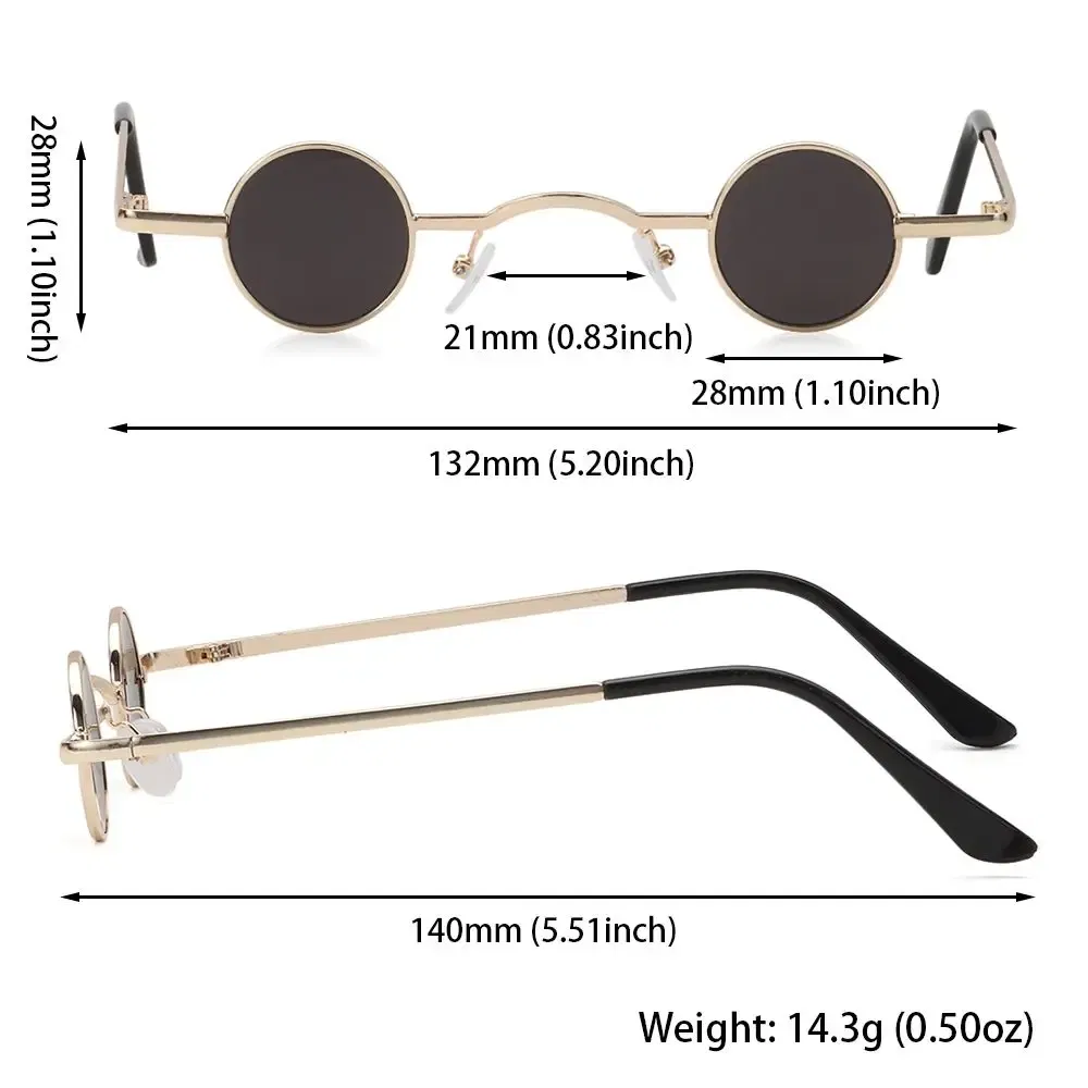 Lenses Color: Blue, Frame Color: WHITE - Small Round Rock Punk Sunglasses for Women Men Ultra Metal Frame Hip Hop Sun Glasses Candy Color Fashion Shades Driving Eyewear