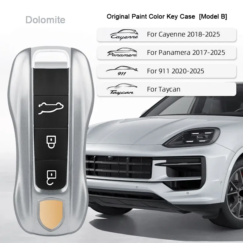 Color Name: WHITE - For Porsche Cayenne 9ya 9yb Panamera 971 911 Targe Taycan Macan 95b Cayman 718 Boxster 2014-2025 Car Remote Smart Key Case Cover