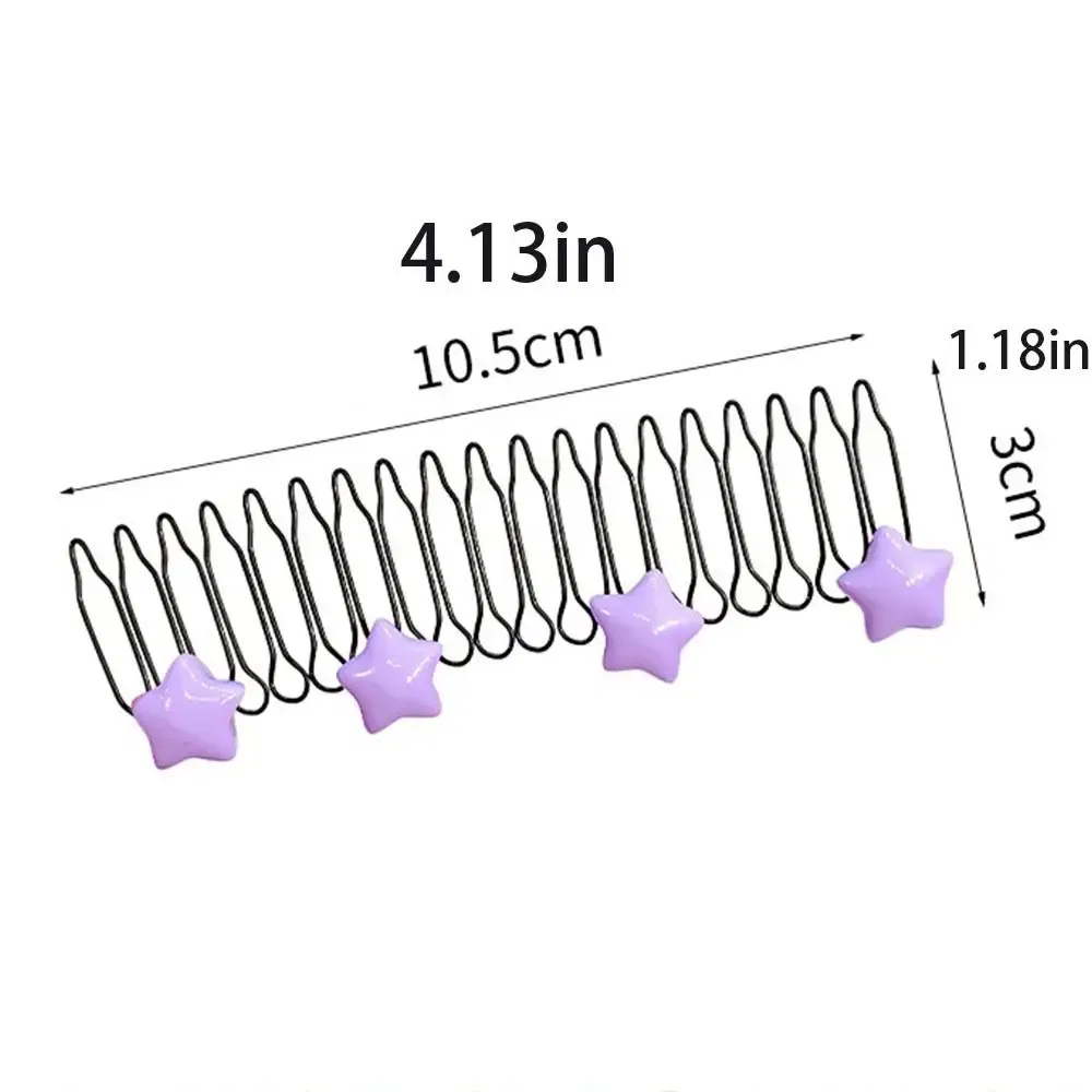 Color: PURPLE - Invisible Broken Hairpin Women Bow Heart Hair Clip Kids Tiara Tools Curve Needle Bangs Fixed Insert Comb Styling Accessories
