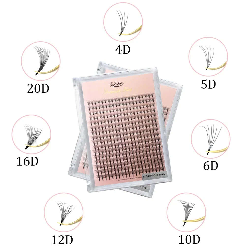 Color: Clear, Curl: D, Thickness: 0.07mm, Length: 15mm, Ships From: CHINA - Goddess Premade Volume Fans 5D 6D 10D 12D 14D 16D 20D  Individual Lashes Extension Pointy Stem Russian Volume Fans 120/320 fans