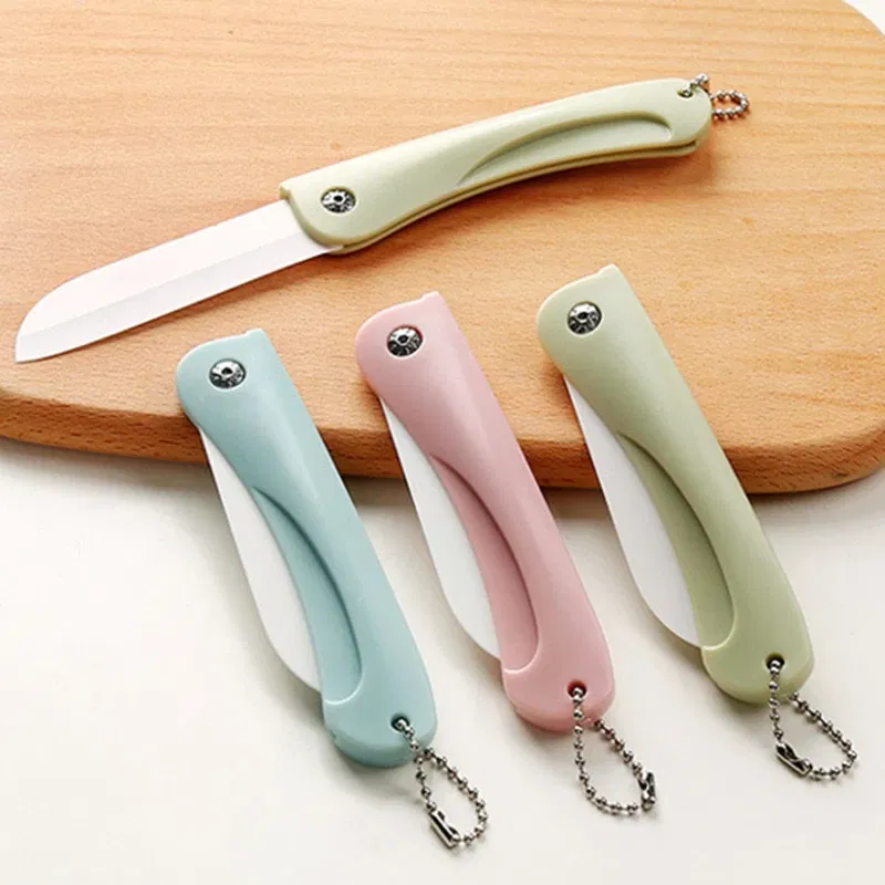 Color: WHITE - 1PC Mini Ceramic Fruit Knife Kitchen And Bar Supplies Portable Folding Knife Creative Kitchen Fruit Knife Paring Knife